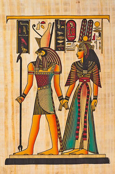 horus i nefertiti - cleopatra pharaoh ancient egyptian culture women stock illustrations