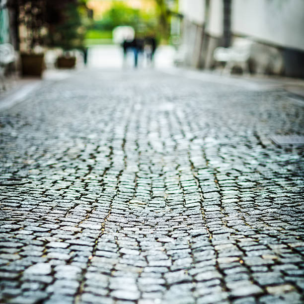 istock Street paved with granite setts 174972172