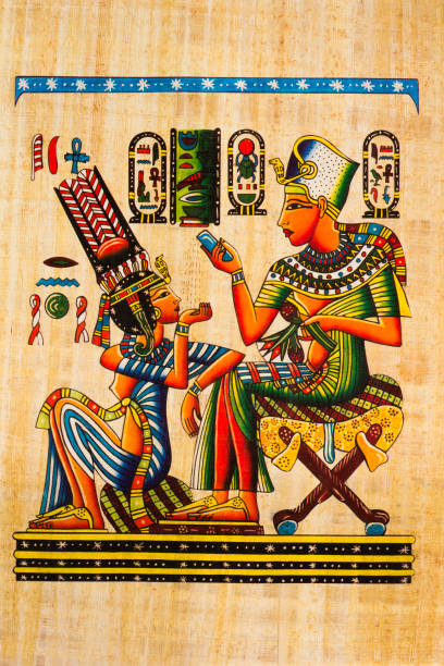 illustrazioni stock, clip art, cartoni animati e icone di tendenza di papiro egiziano antico - cleopatra pharaoh ancient egyptian culture women