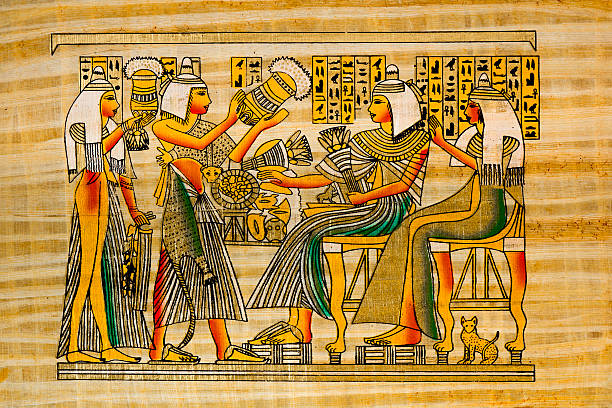 starożytnego egiptu papirus - cleopatra pharaoh ancient egyptian culture women stock illustrations