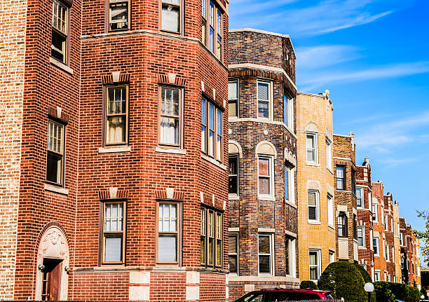 Edwardian flats in Calumet Heights, Chicago stock photo
