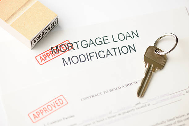 istock Close-up of mortgage modification with 