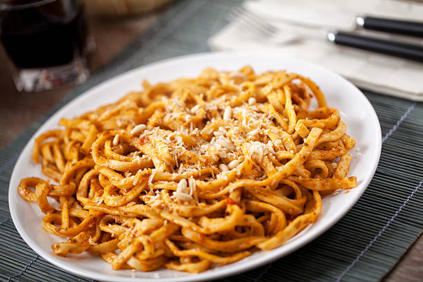 istock Tagliatelle with tomato sauce and pesto 174973306