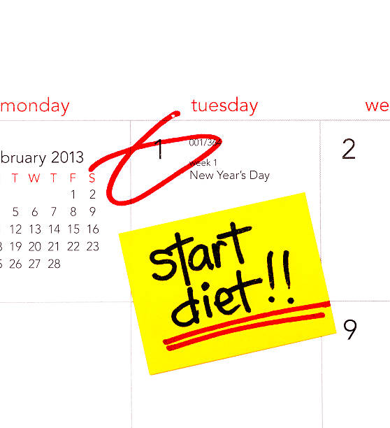 新年の抱負 2013 年：開始ダイエット - dieting planning calendar event ストックフォトと画像