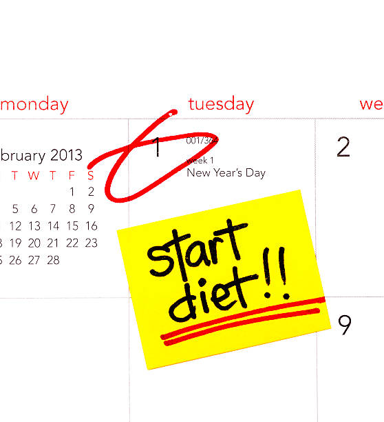 새해 결의안 2013: 다이어트 시작 - dieting planning calendar event 뉴스 사진 이미지