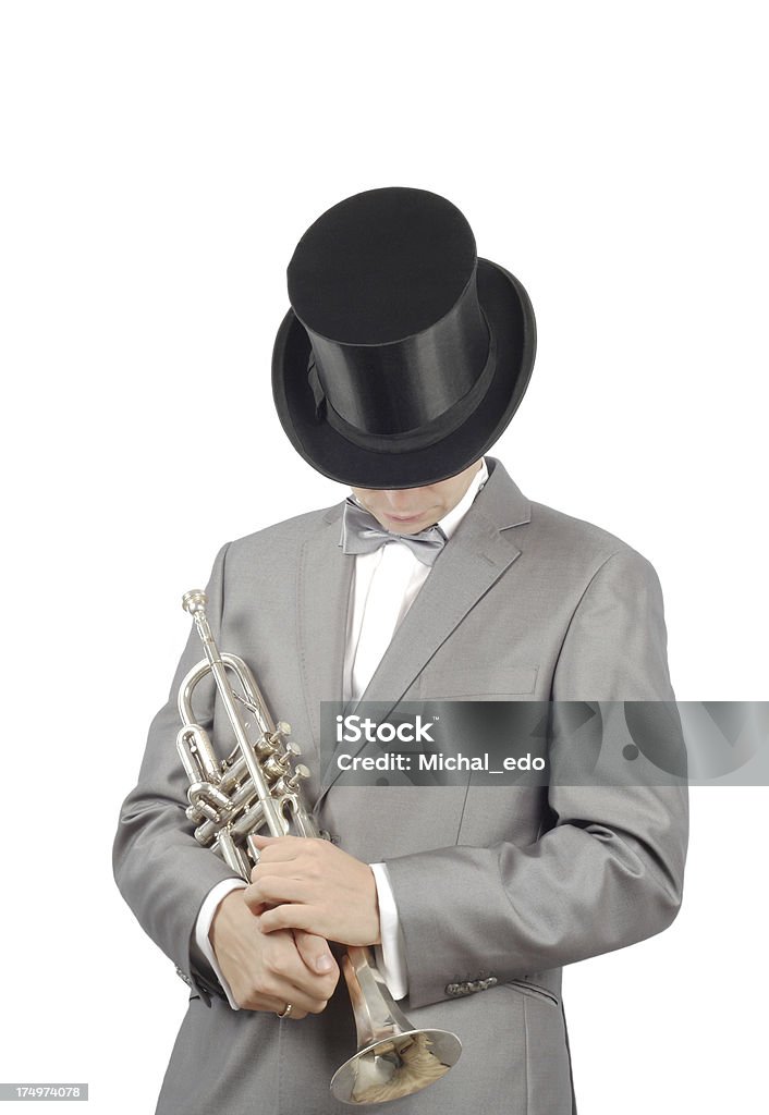 Homme avec la trompette - Photo de Adulte libre de droits