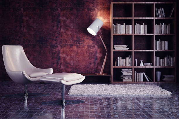 istock Leather Chair in dark interior 174974486
