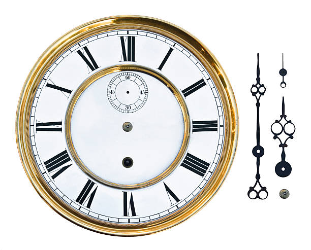 istock Golden clock with Roman numerals and separate clock hands 174974951