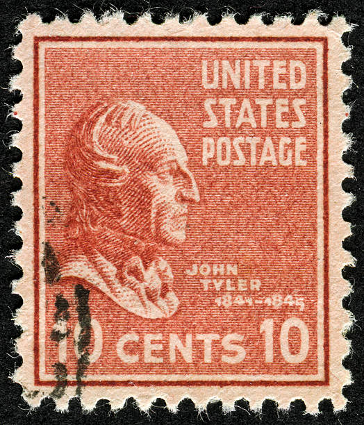 john tyler stamp - president postage stamp profile usa foto e immagini stock