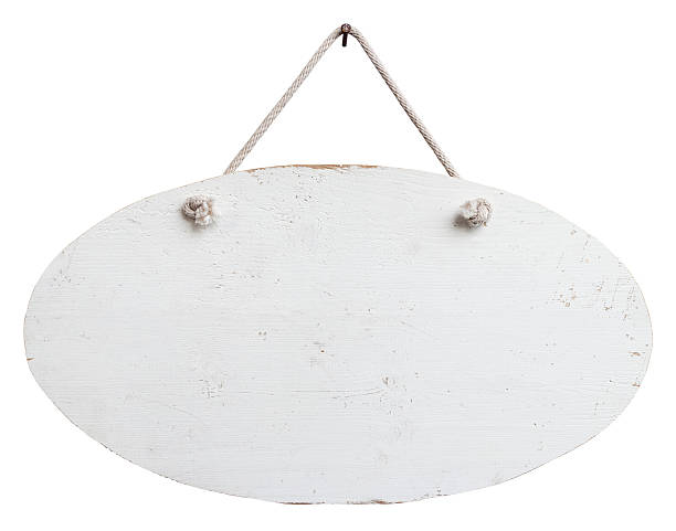 istock Old weathered white wood signboard. 174975513