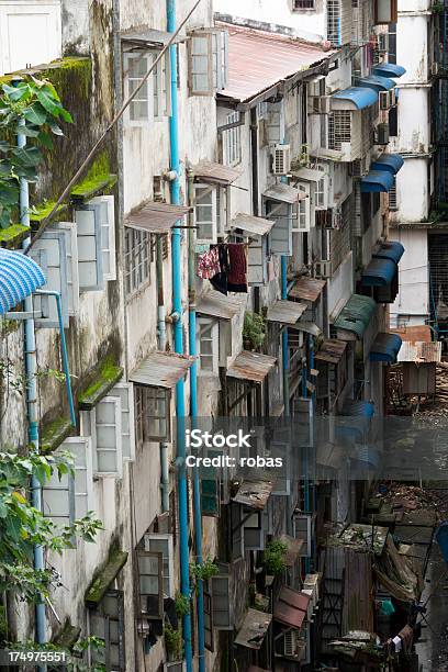 Grunge Alley In Backstreet Of Yangon Stock Photo - Download Image Now - Alley, Built Structure, City