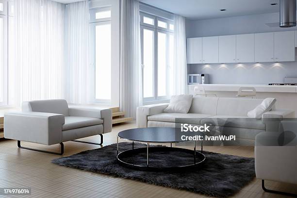 Foto de Branco Interior Moderno e mais fotos de stock de Branco - Branco, Sofá, Interior