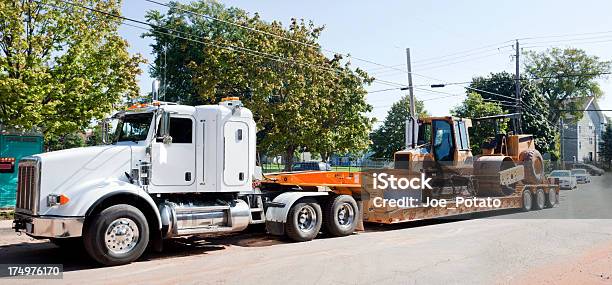 Machinery Transport Stock Photo - Download Image Now - Backhoe, Semi-Truck, Tractor