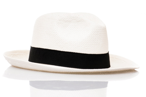 White Panama hat with reflection isolated on white