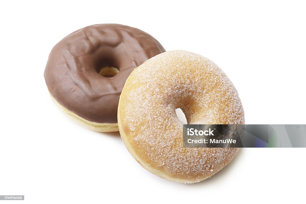 Donuts no branco - Foto de stock de Açúcar royalty-free