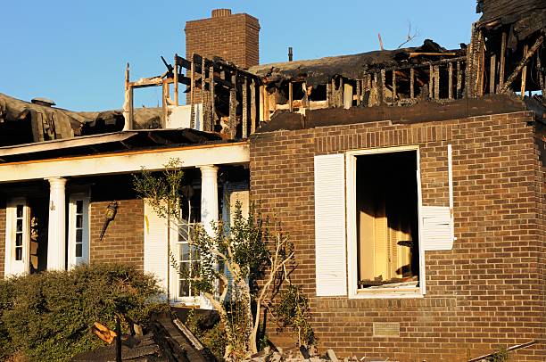 istock Home destoyed by storm and fire 174976500