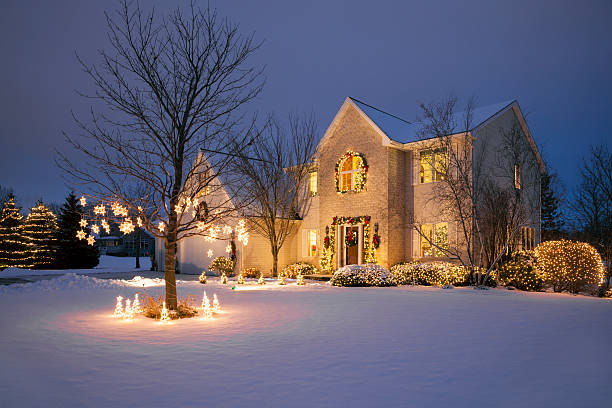 istock Home With Festive Holiday Lighting and Snow 174977631