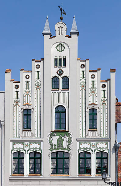 Gable of an old patrician house in Wismar stock photo