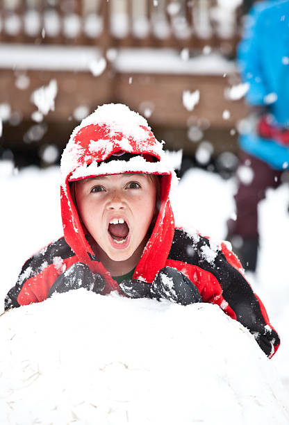 istock Young Boy in Snowball Fight 174977928