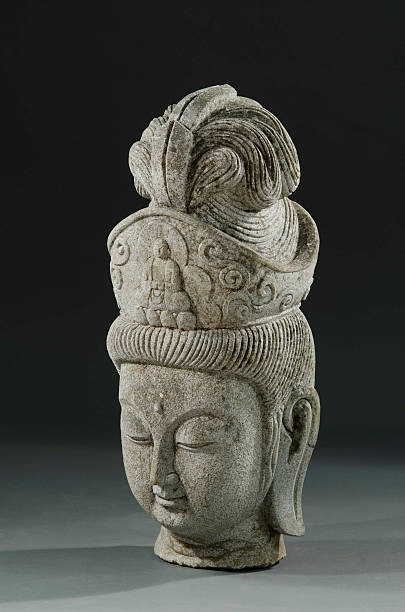 istock Monumental Chinese Granite Guanyin Head 174978297