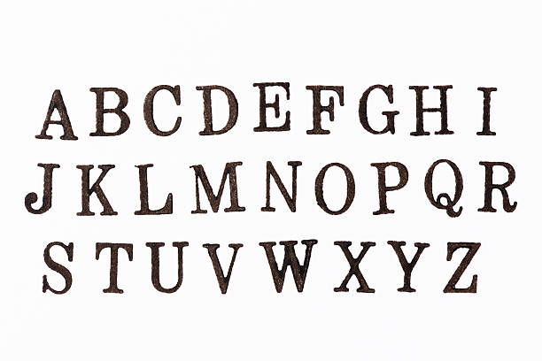 abc-carimbado alfabeto - rubber stamp typescript alphabet letterpress - fotografias e filmes do acervo