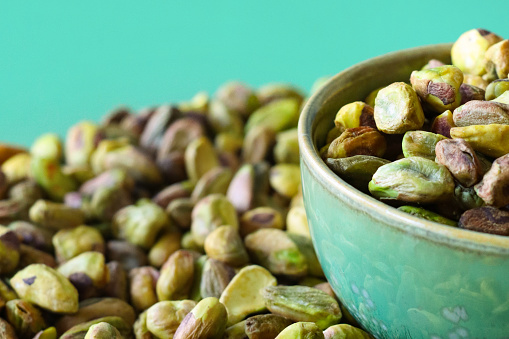 pistachios on a white background