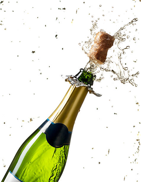 botella de champán - champagne cork isolated single object fotografías e imágenes de stock