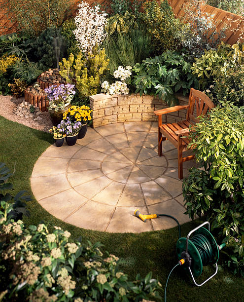 istock Beautiful garden with cozy seating area 174979346