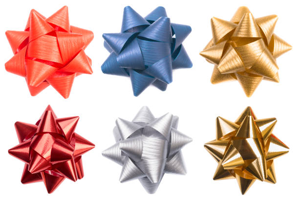 Multicolored shiny paper bow christmas decoration