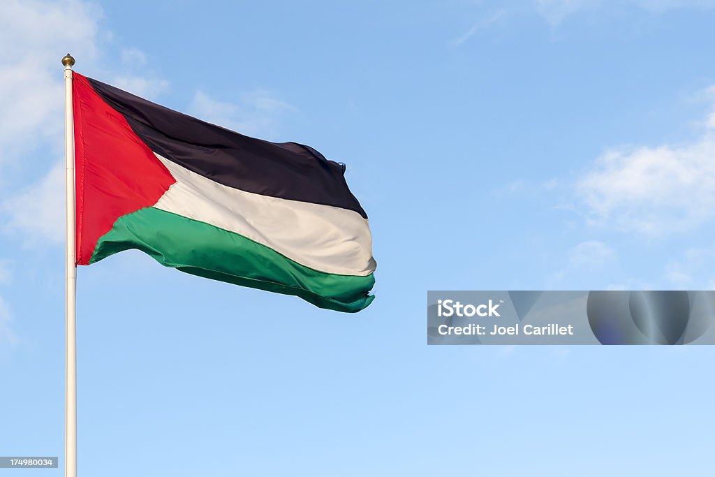 Flaga Palestyny w Zachodni Brzeg - Zbiór zdjęć royalty-free (Flaga Palestyny)
