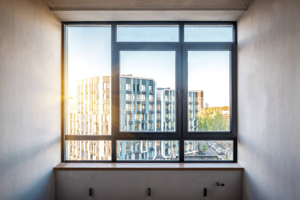 istock New plastic pvc window with black metal frame installed at modern room 1749801930