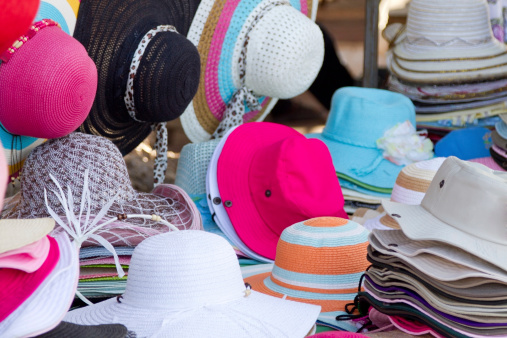 hats for sale at a street market