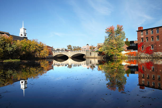 Nashua, New Hampshire in Autumn Nashua New Hampshire along on the Merrimack River in autumn. Nashua is the second largest city in the state of New Hampshire. Nashua is known for its  livability and economic expansion as part of the Boston region nashua new hampshire stock pictures, royalty-free photos & images
