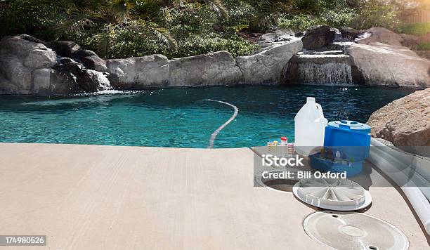 Pool Maintenance Stock Photo - Download Image Now - Swimming Pool, Repairing, Cleaning