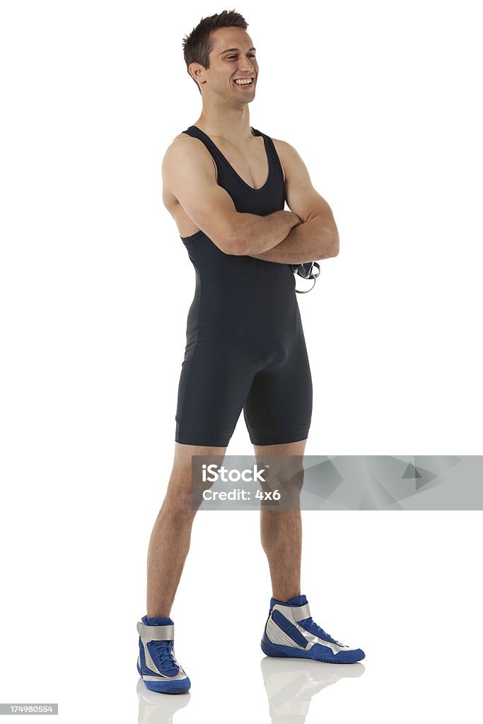 Wrestler standing with arms crossed 20-29 Years Stock Photo
