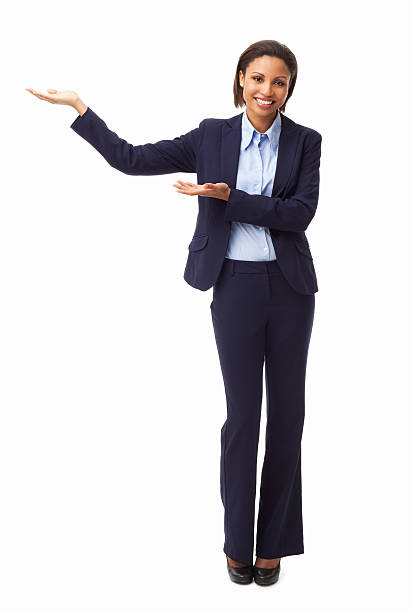 istock Female Executive Displaying an Invisible Product - Isolated 174980693