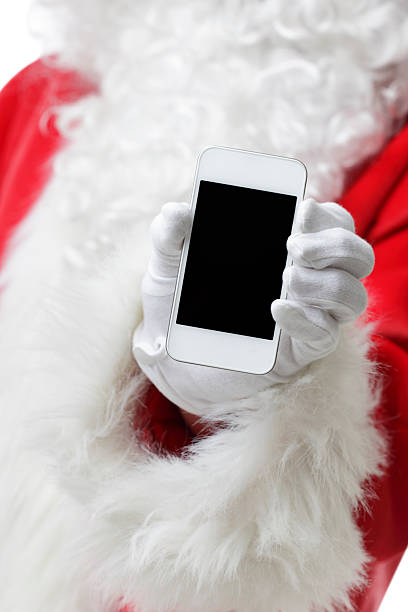 istock Santa showing a white smart phone 174981326