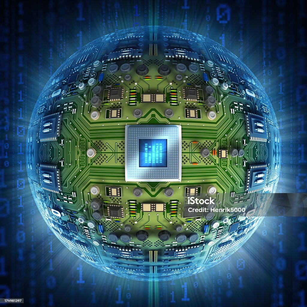 Circuit intégré Sphère - Photo de Puce informatique libre de droits