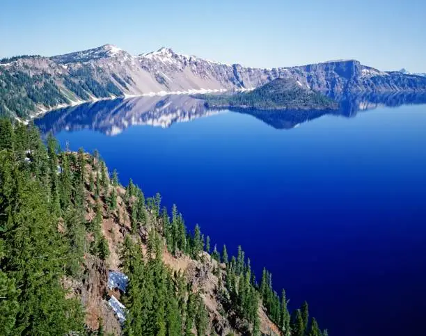Crater Lake with Wizard Island in Oregon