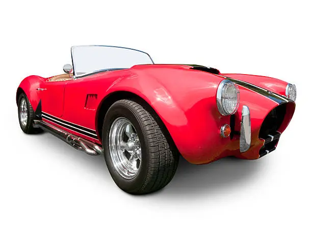 Red 1964 Cobra roadster.  Clipping Path on vehicle. All logos removed.