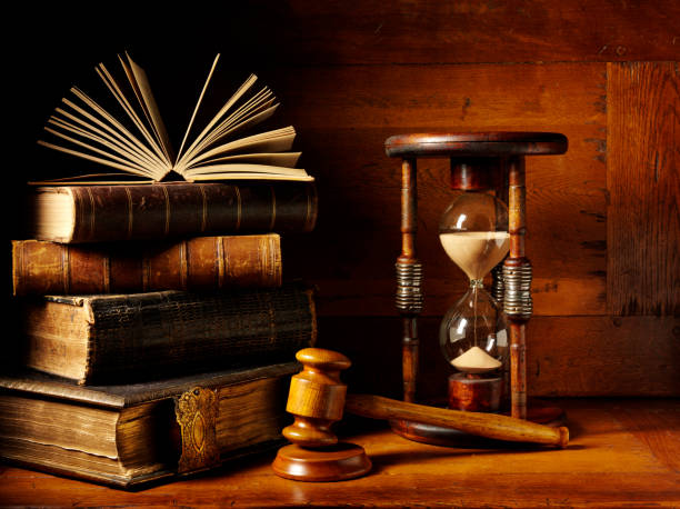 istock Antique Books with an Hourglass and a Gavel 174982204