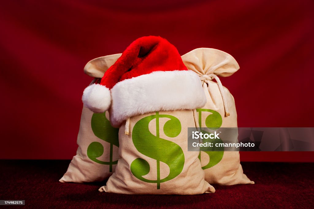 Natale denaro borse-Dollaro statunitense - Foto stock royalty-free di Natale