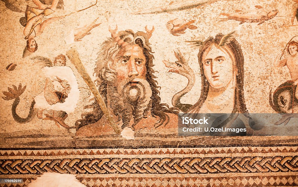 Oceanos i Tethys Starożytny mosaic - Zbiór zdjęć royalty-free (Archeologia)