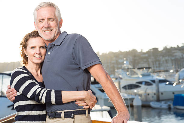 istock Happy couple at Marina 174982631