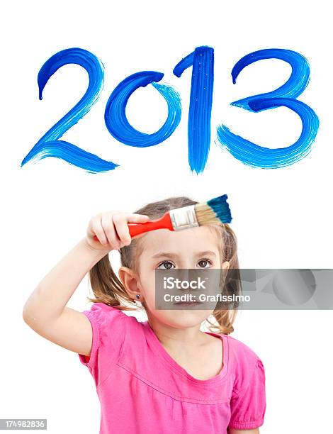 Loira Menina Pintura Com Cores Na Janela De 2013 - Fotografias de stock e mais imagens de 2-3 Anos - 2-3 Anos, 2013, 4-5 Anos