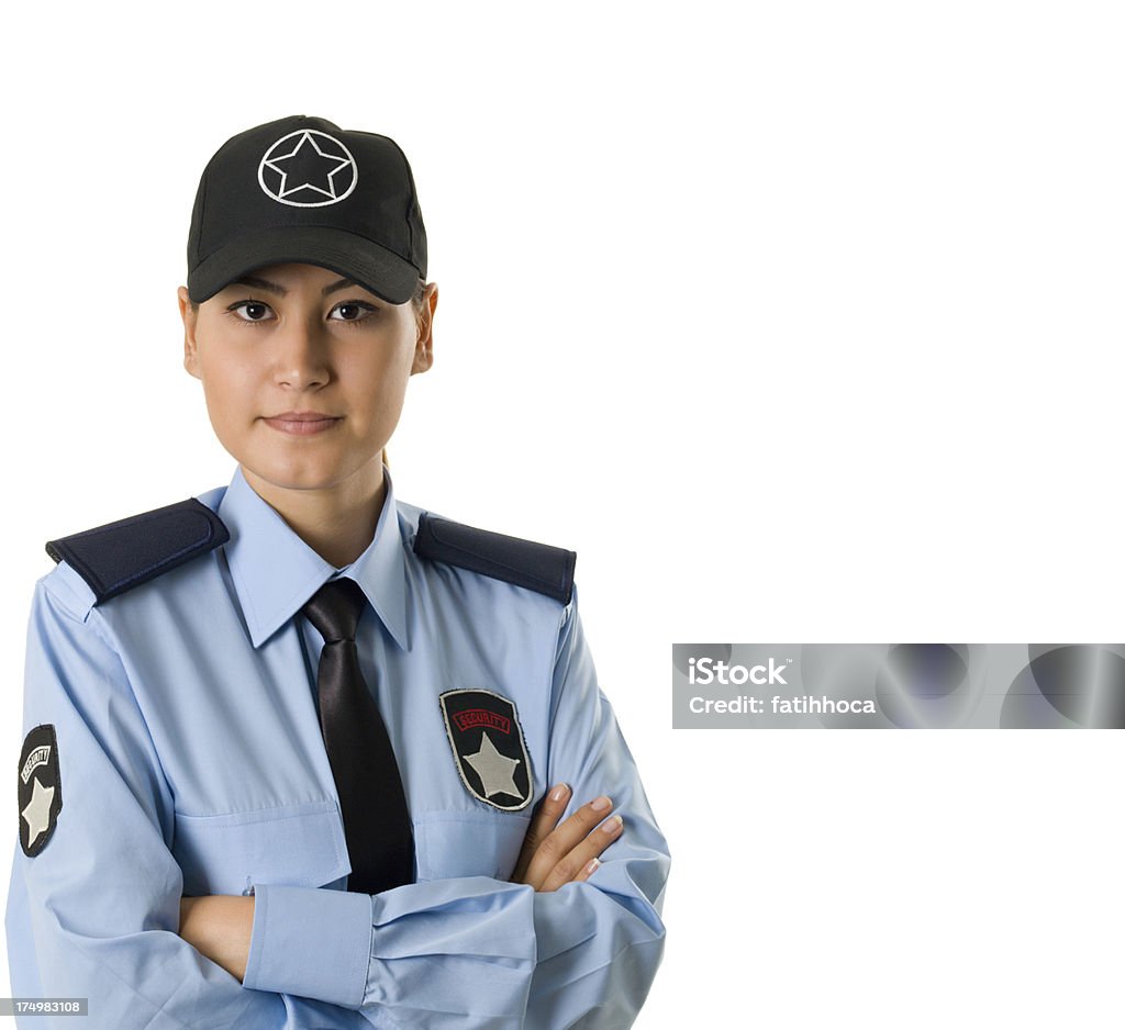 Mulher Guarda de segurança - Foto de stock de Fundo Branco royalty-free