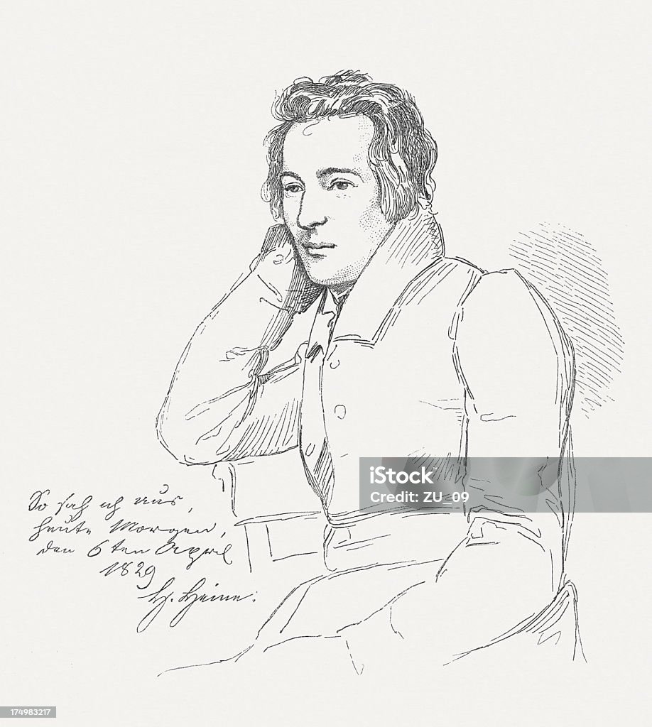 Heinrich Heine (Deutsch Dichter 1797-1856) - Lizenzfrei Asiatischer Holzschnitt Stock-Illustration