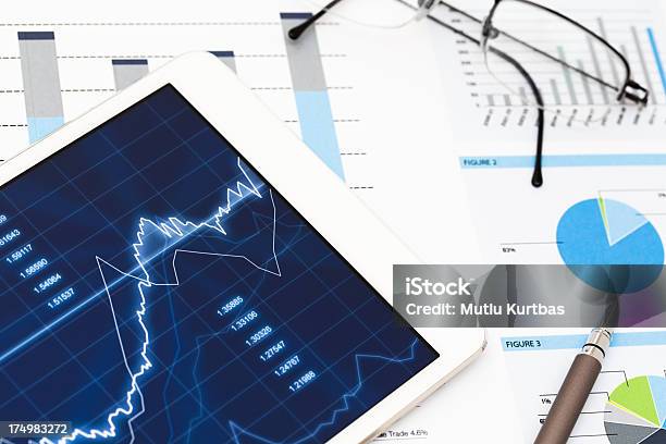 Business Stock Photo - Download Image Now - Desk, Digital Tablet, Financial Figures