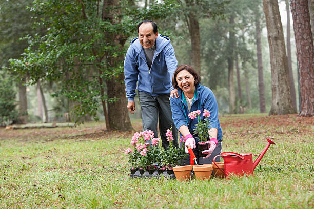 istock Hispanic couple gardening 174983292