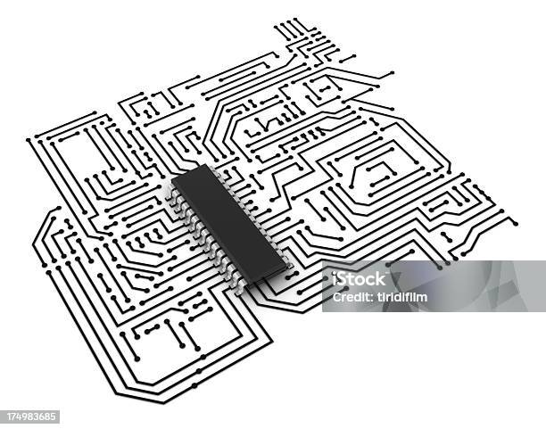 Elektronische Circuit Stockfoto und mehr Bilder von Freisteller – Neutraler Hintergrund - Freisteller – Neutraler Hintergrund, Schaltkreis, Abstrakt